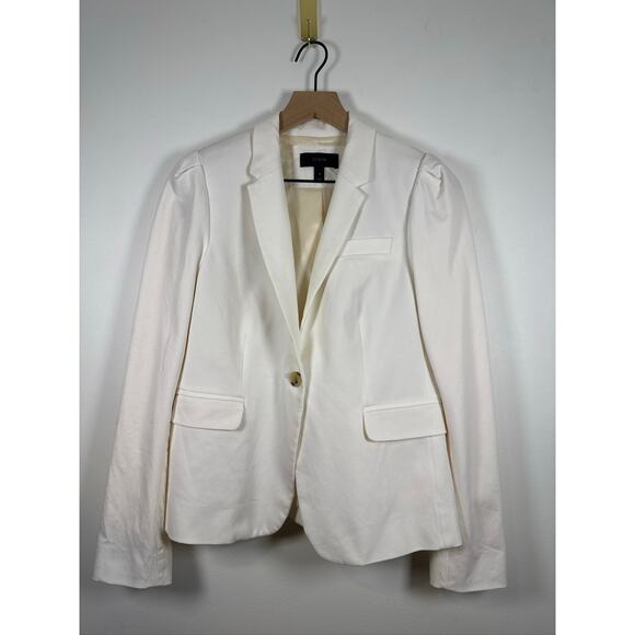 J.Crew Puff‑sleeve Blazer in Stretchy Cotton (A2107) in Ivory, Size 8 - Picture 2 of 8